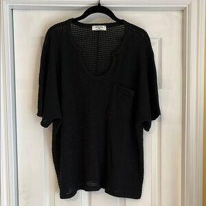 Zenana Black Knit Crochet Top